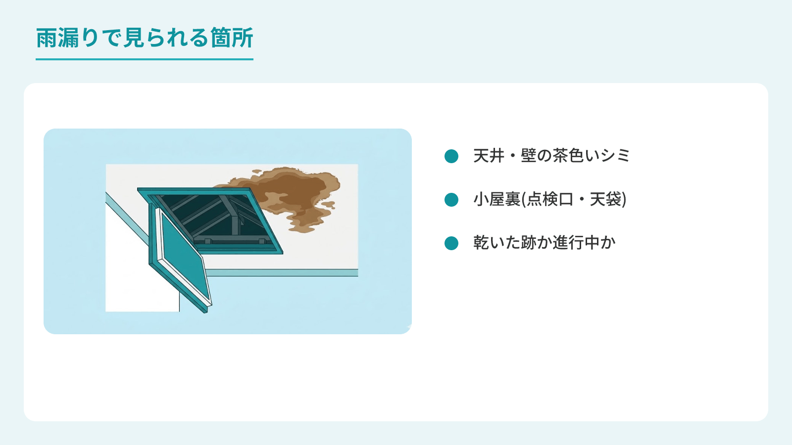 雨漏りで見られる箇所