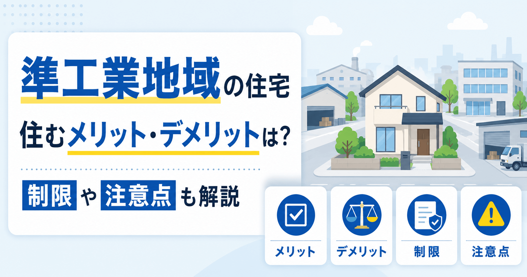 準工業地域の住宅に住むメリット・デメリットは？制限や注意点も...