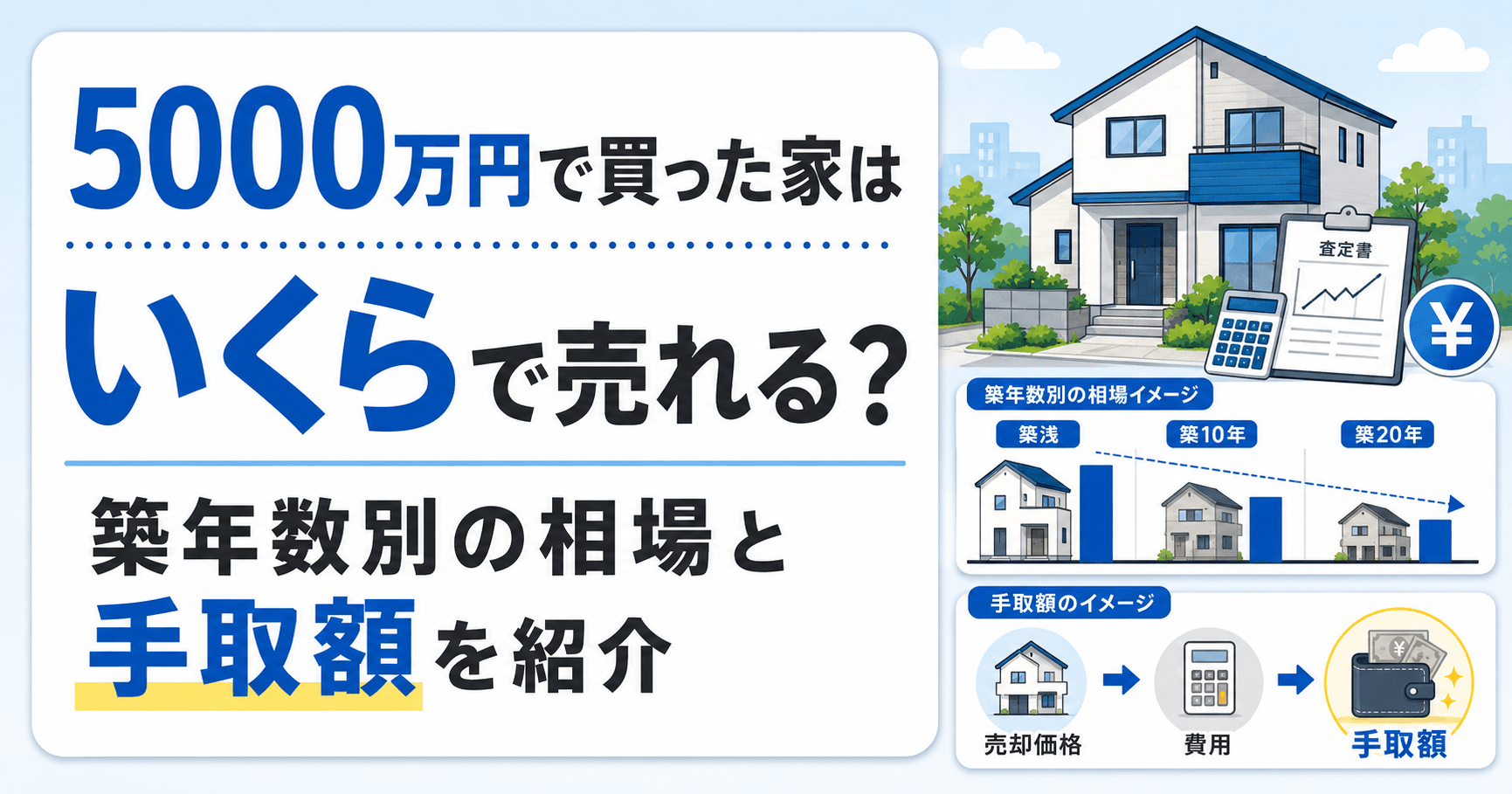 5000万円で買った家はいくらで売れる？築年数別の相場と手取...
