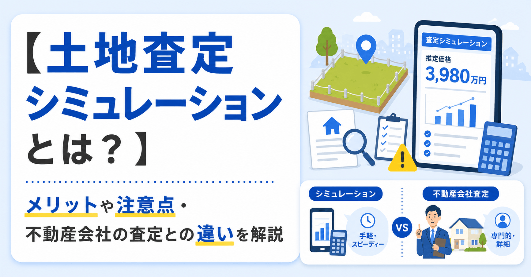 【土地査定シミュレーションとは？】メリットや注意点、不動産会社の査定との違いを解説