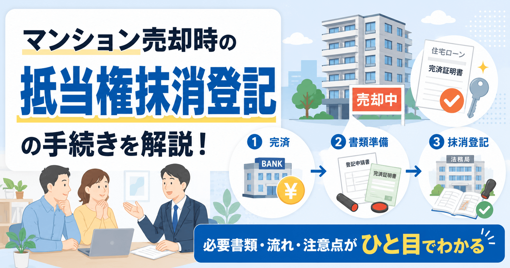 マンション売却時の抵当権抹消登記の手続きを解説！流れや費用相...