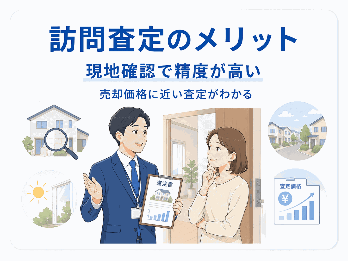 訪問査定のメリットの図解(正確な査定額・会社の見極め)