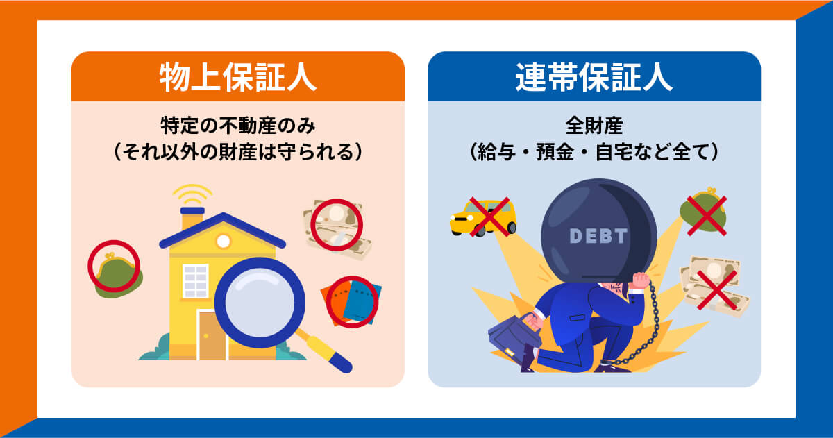 物上保証人と連帯保証人の違い図