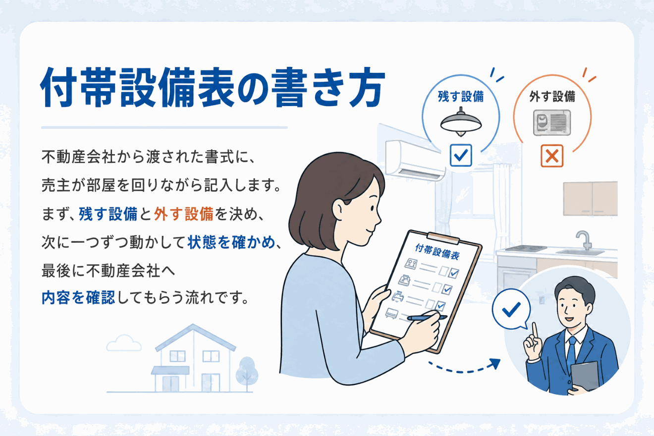 付帯設備表の書き方のイメージ図