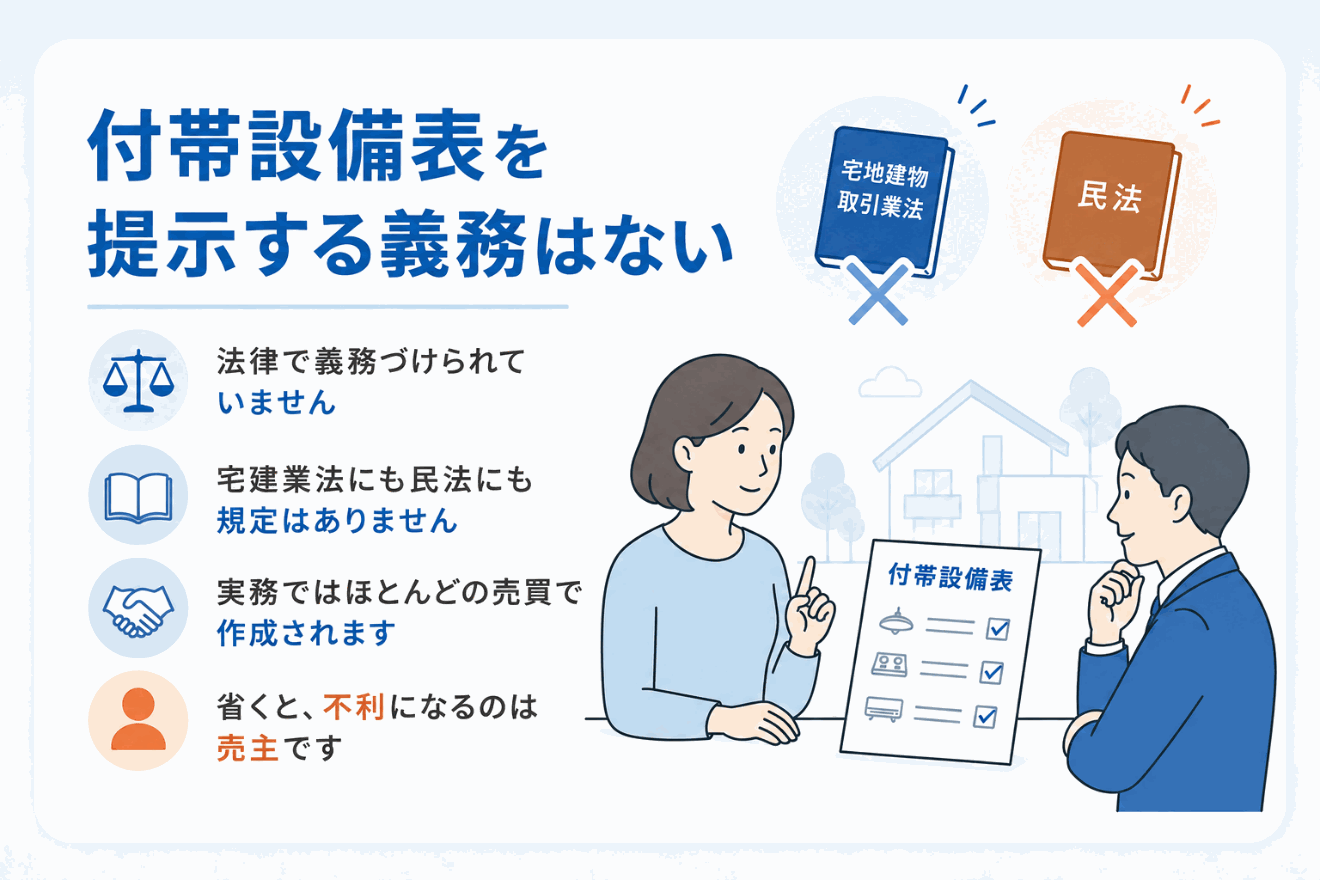 付帯設備表を提示する義務はないのイメージ図