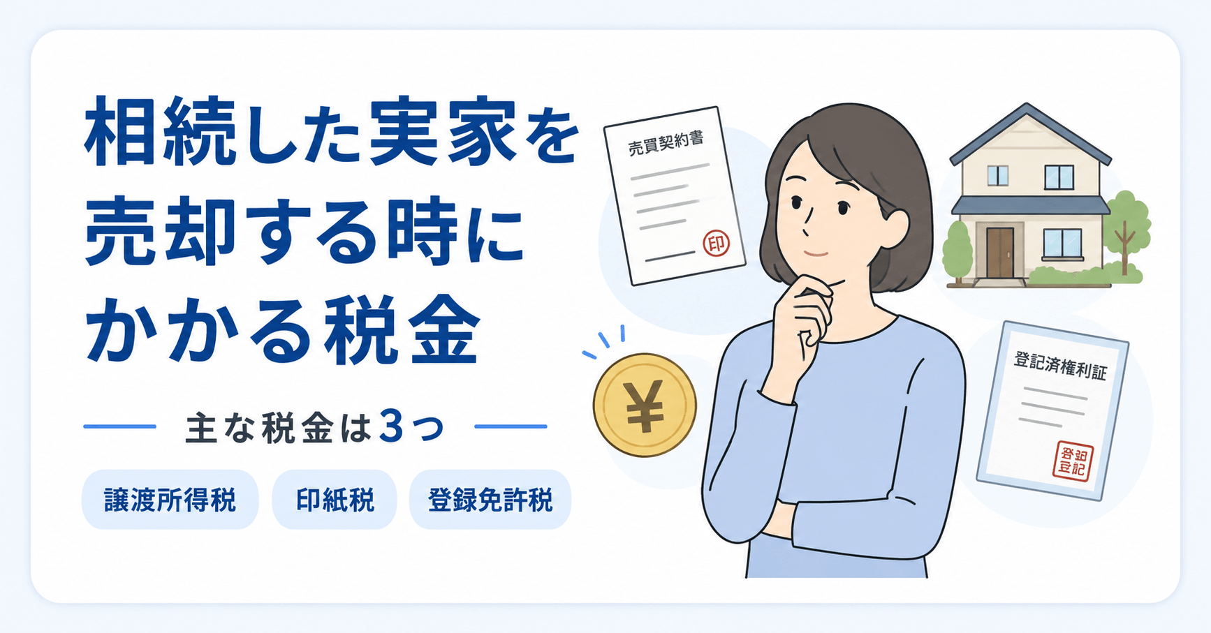 相続した実家を売却する時にかかる税金のイメージ図