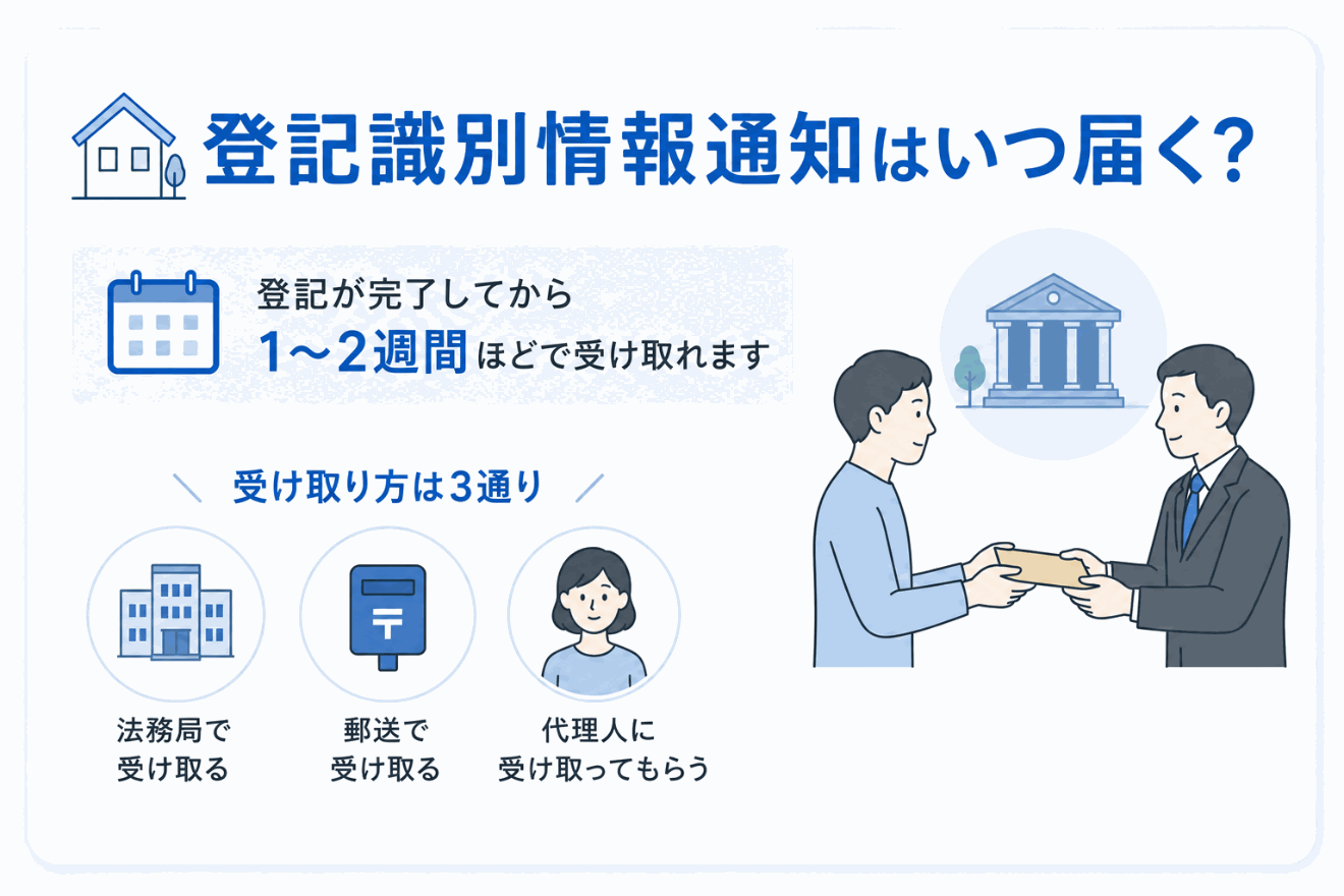 登記識別情報通知はいつ届く?のイメージ図