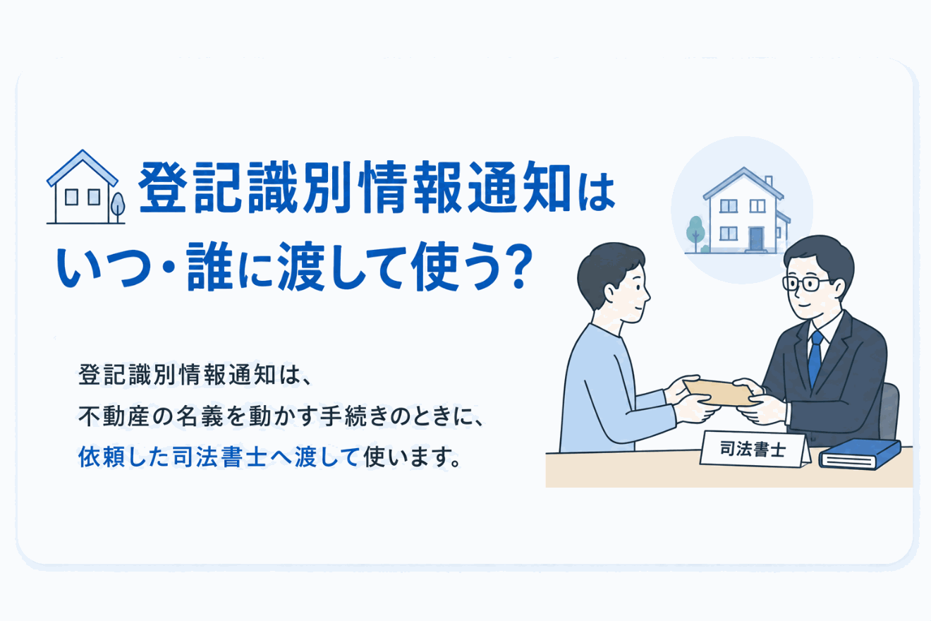 登記識別情報通知はいつ・誰に渡して使う?のイメージ図
